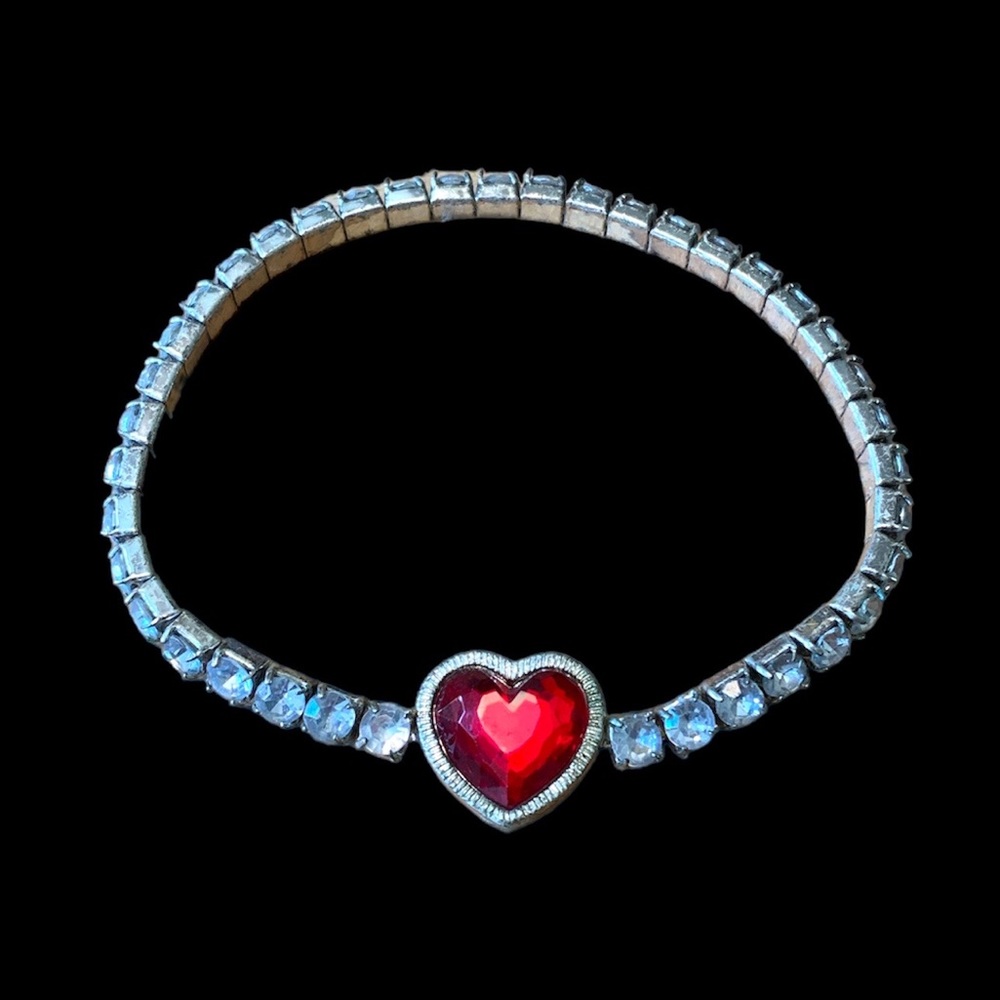 Crystal Ruby Heart Anklet or Bracelet